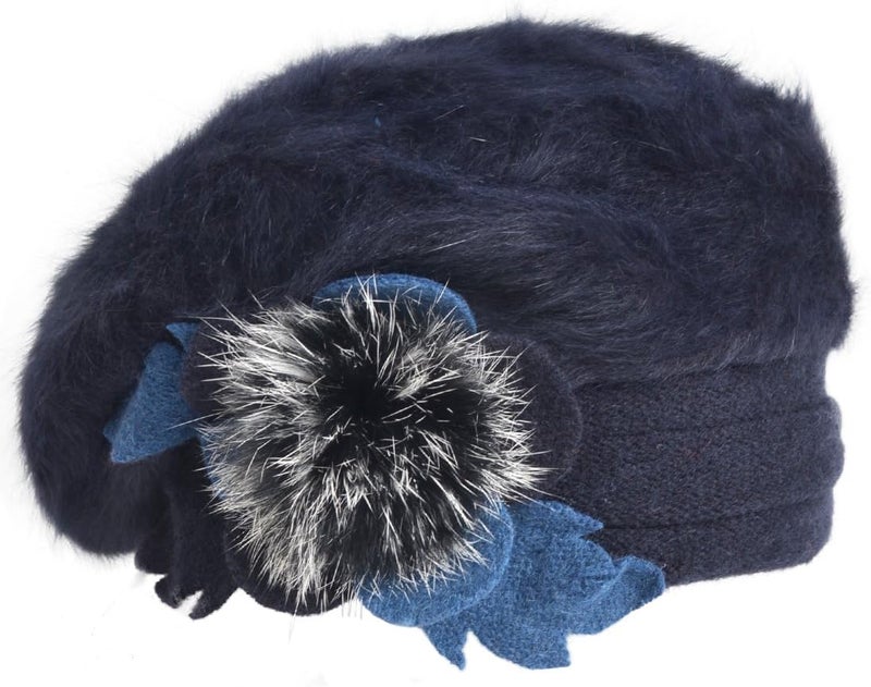VECRY Lady French Beret 100% Wool Beret Floral Dress Beanie Winter Hat - Image 2